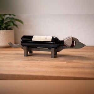 Dachshund wood wine bottle holder